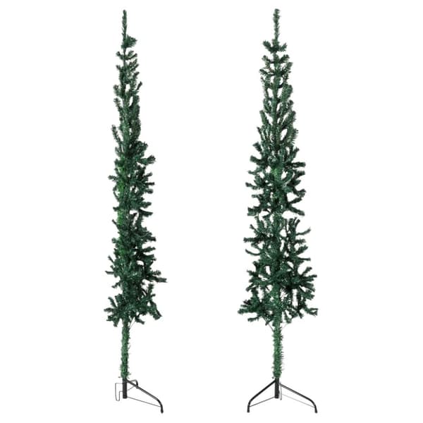 Smal halv plastgran med stativ grön 180 cm