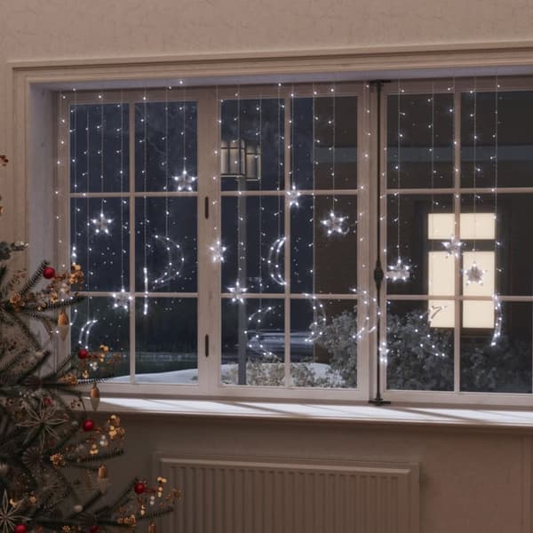 fairy lights-lyskæder stjerne og måne 345 LED'er kold hvid