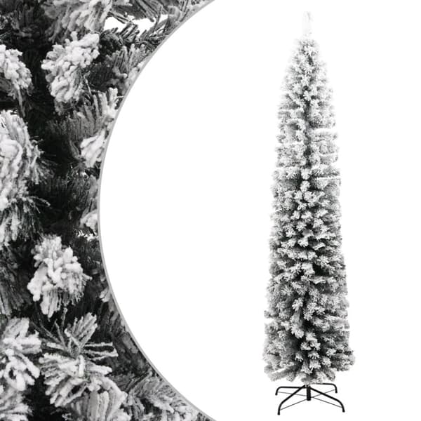 smalt kunstigt juletræ med sne 240 cm PVC grøn