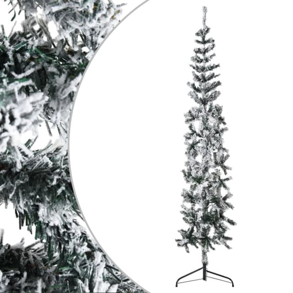 kunstigt halvt juletræ med sne 180 cm smalt