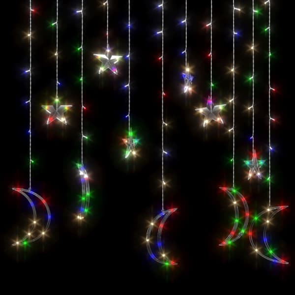 fairy lights-lyskæder stjerne og måne 138 LED'er flerfarvet