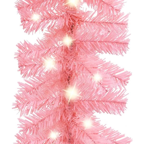 Julgirlang med LED-lampor 10 m rosa