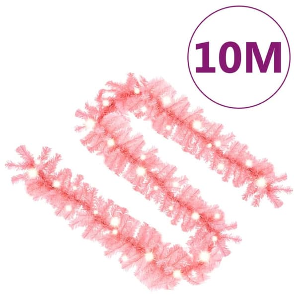 Julgirlang med LED-lampor 10 m rosa