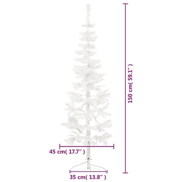 kunstigt halvt juletræ med juletræsfod 150 cm smalt hvid