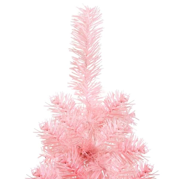 Smal halv plastgran med stativ rosa 180 cm