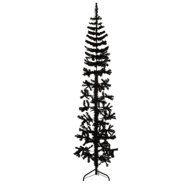 Kapea puolikas tekojoulukuusi jalustalla musta 240 cm