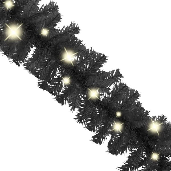 juleguirlande med LED-lys 5 m sort