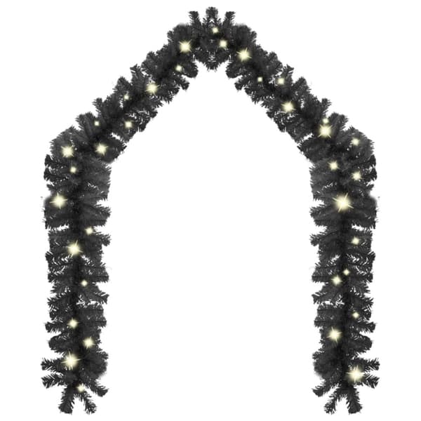 juleguirlande med LED-lys 5 m sort