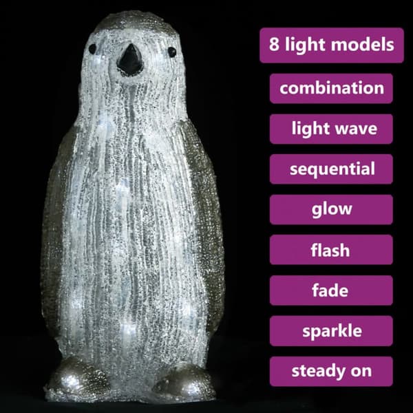 Juldekoration pingvin med LED-belysning akryl inne/ute