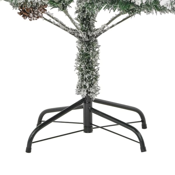 juletræ med sne + lys og grankogler 195 cm PVC og PE