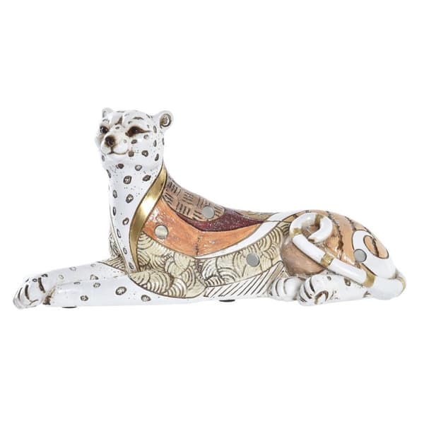 Prydnadsfigur DKD Home Decor Vit Orange Leopard Kolonial 24 x 10 x 12 cm