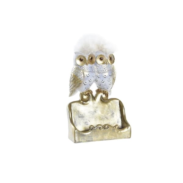 Dekorativ figur DKD Home Decor Hvid Gylden Ugler 10 x 8 x 7 cm