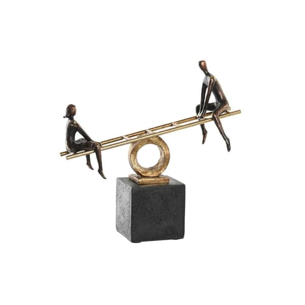 Prydnadsfigur DKD Home Decor Svart Gyllene Metall Harts Personer Modern (27 x 9 x 27,5 cm)