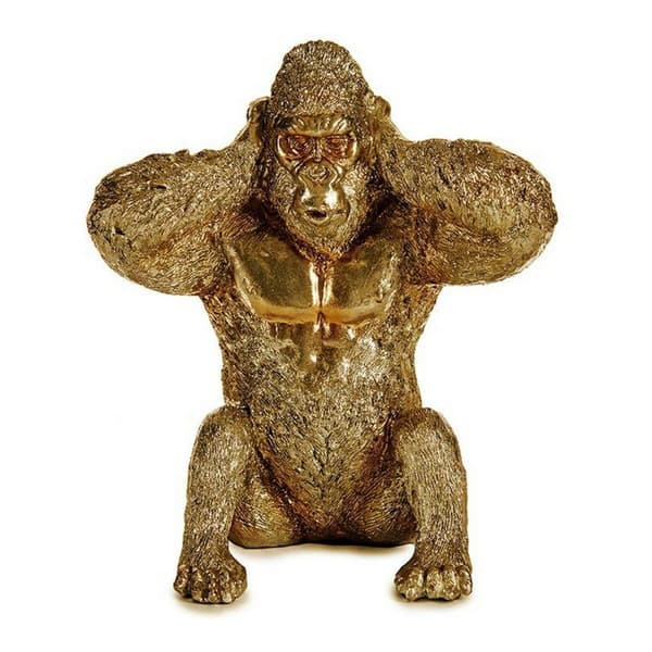Prydnadsfigur Gorilla Gyllene 10 x 18 x 17 cm