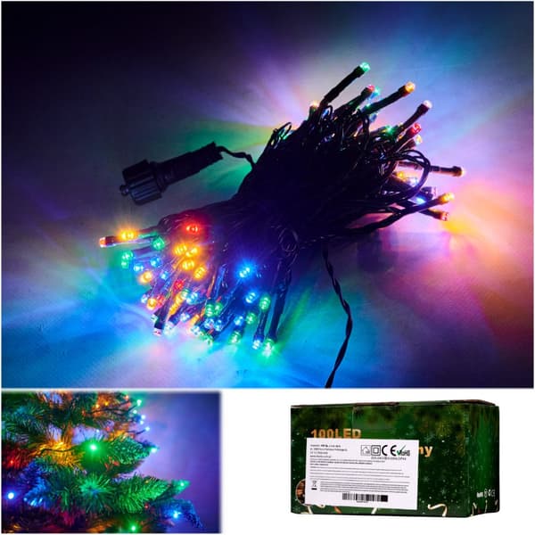LED-lampor ljuskedja 10m 100LED flerfärgad 8 ljuslägen