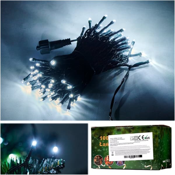 LED-valot merkkijono valo 10m 100LED kylmä valkoinen 8 valaistustilaa