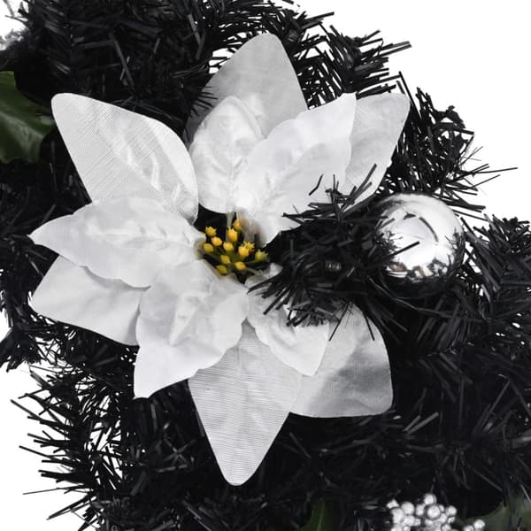 julekrans buefacon med LED-lys 90 cm PVC sort