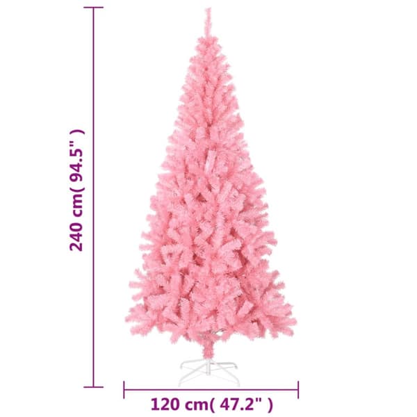 kunstigt juletræ med juletræsfod 240 cm PVC lyserød