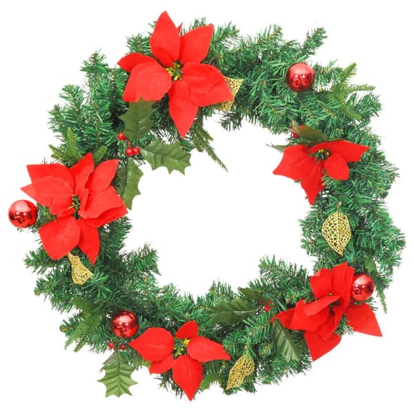 Julkrans med lysdioder grön 60 cm PVC