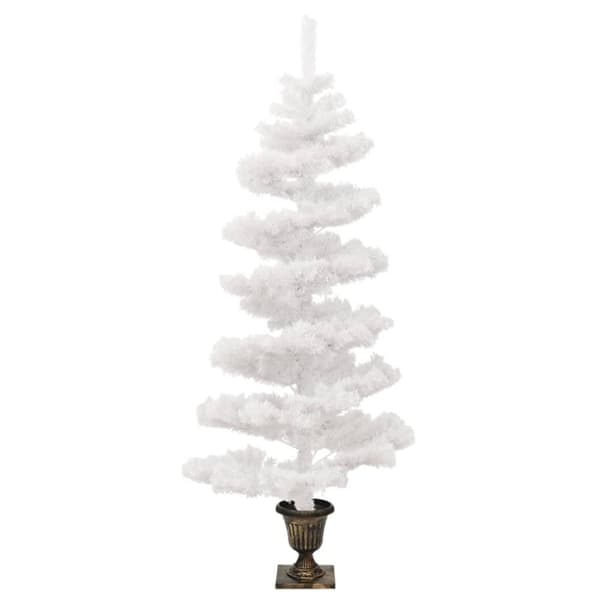 Belyst plastgran med kruka vit 120 cm PVC