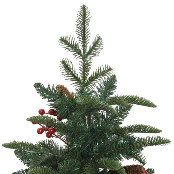kunstigt juletræ med grankogler og bær 150 cm hængslet