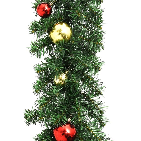 Julkrans dekorerad med julkulor och LED-lampor 10 m