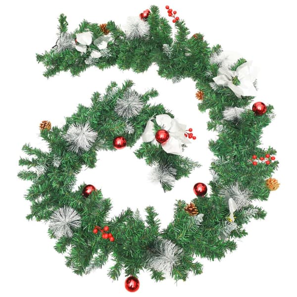 juleguirlande med LED-lys 2,7 m PVC grøn