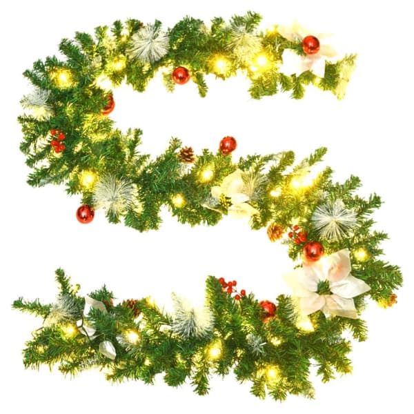 juleguirlande med LED-lys 2,7 m PVC grøn