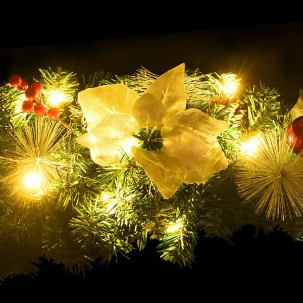 juleguirlande med LED-lys 2,7 m PVC grøn