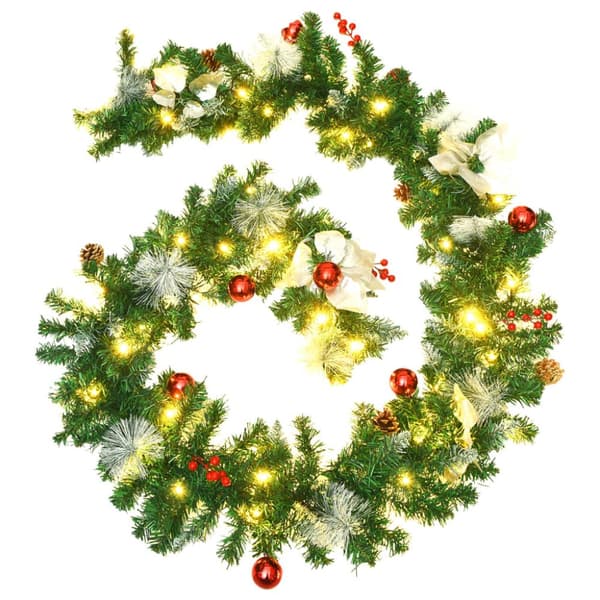 juleguirlande med LED-lys 2,7 m PVC grøn