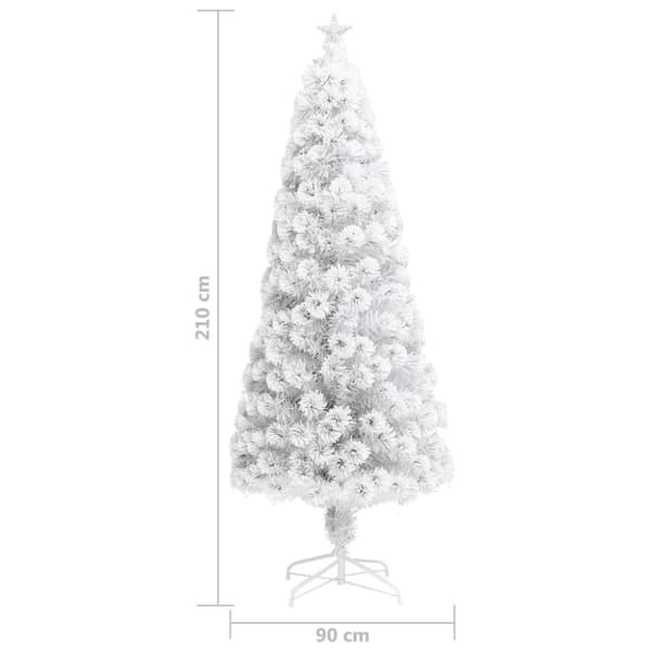 Tekojoulukuusi esivalaistu valkoinen 210 cm kuituoptiikka