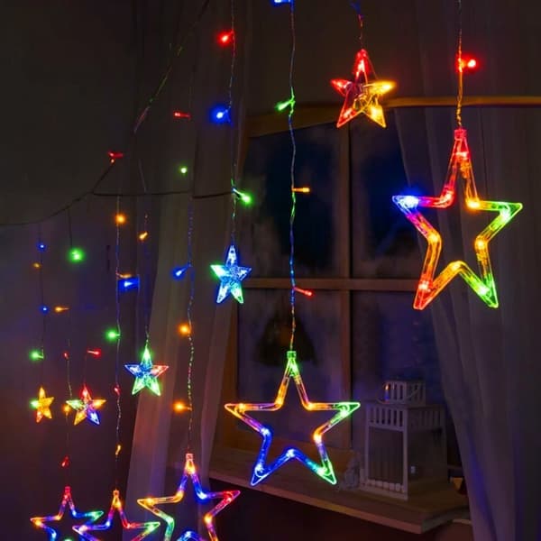 LED-gardin Stjerner Multicolor med fjernbetjening GL2005