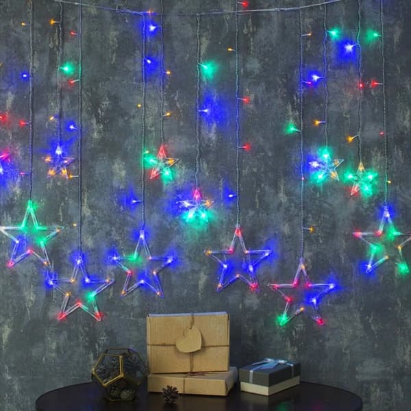 LED-gardin Stjerner Multicolor med fjernbetjening GL2005