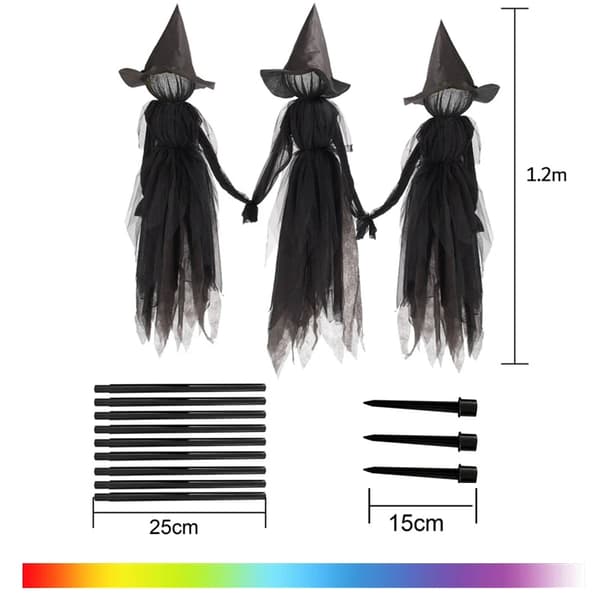 Häxa Halloween Dekoration, Färgskiftande Ljus, Ljudaktiverad Funktion,B-Ingen Röst-3St
