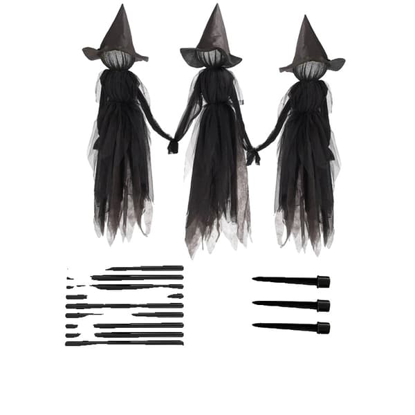 Häxa Halloween Dekoration, Färgskiftande Ljus, Ljudaktiverad Funktion,B-Ingen Röst-3St B-No Vioce-3Pcs