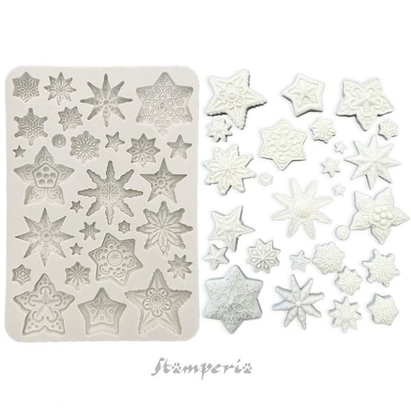 Silikonform A5 - Stamperia - Gear up for Christmas - Stars