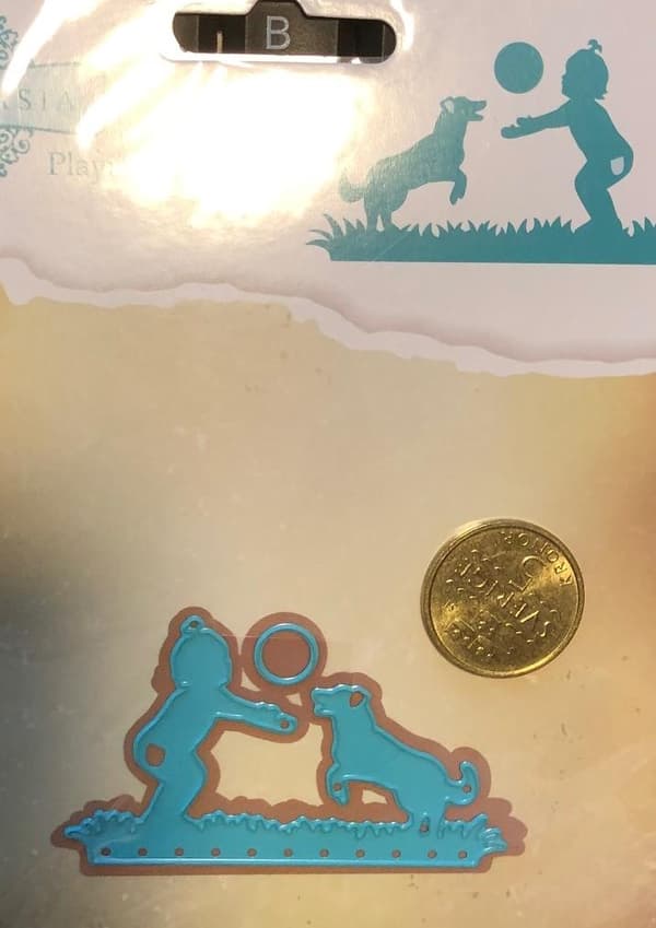 scrapbooking dies barn leka boll med en hund