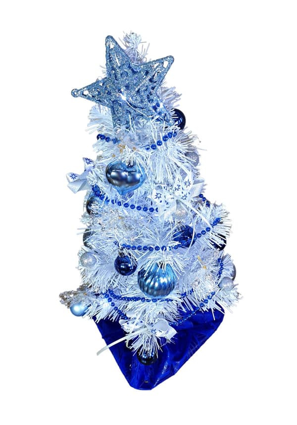 KLAR MINI HVID LED JULETRÆ KLÆDT MED JULEPYNT 40cm