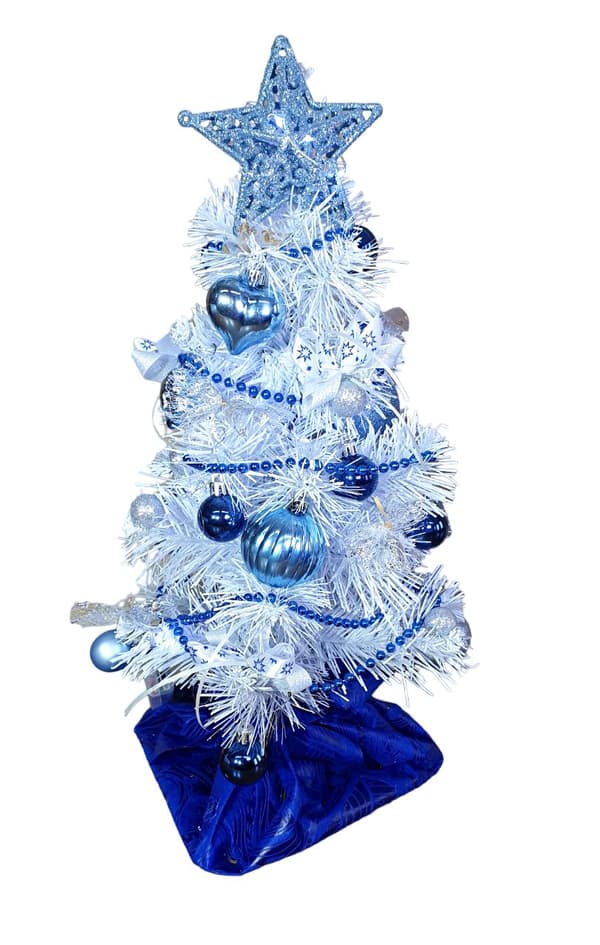 KLAR MINI HVID LED JULETRÆ KLÆDT MED JULEPYNT 40cm