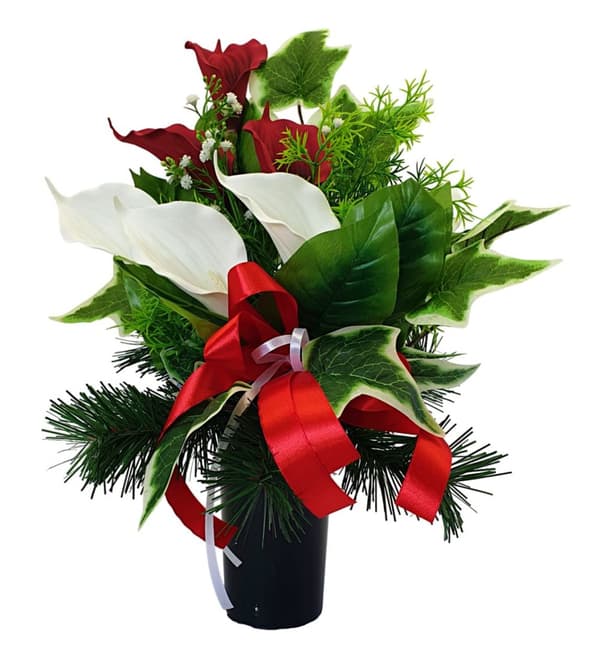 BUKETINDLAG TIL EN VASE, VENTIL, TIL EN GRAV, KIRKEGÅRD, CREME, BLOMSTER