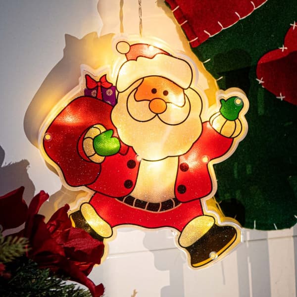 LED-lampor hängande prydnad juldekoration jultomten med presenter
