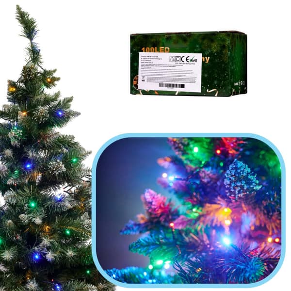 LED-lamput valoketju 10m 100LED monivärinen 8 valaistustilaa