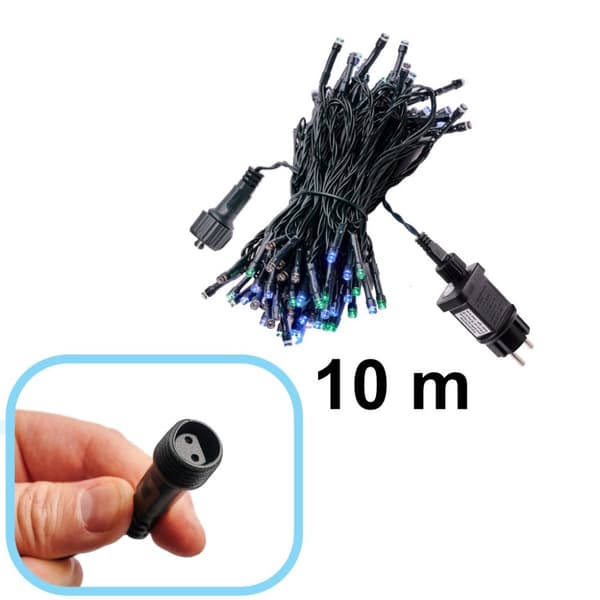 LED-lamput valoketju 10m 100LED monivärinen 8 valaistustilaa