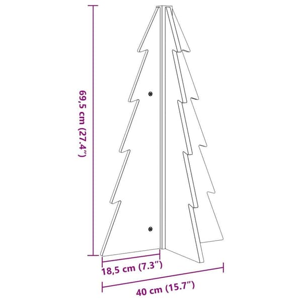 Julgran trä vit 69,5 cm massiv furu