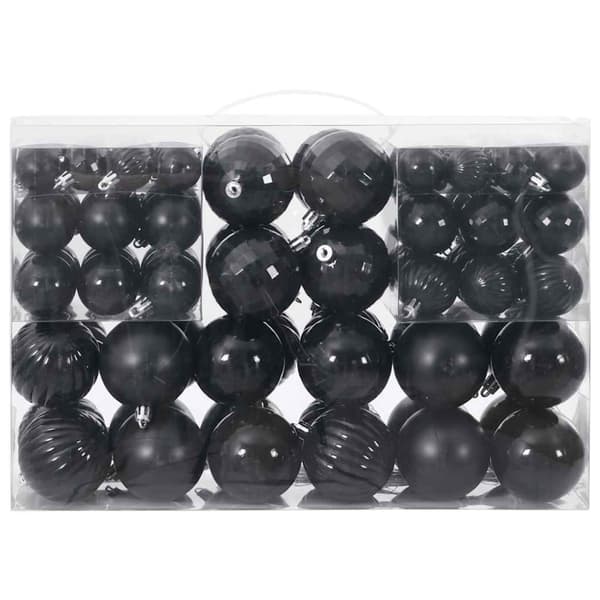 Joulukoristeet 100 kpl Musta Ø3/4/6 cm