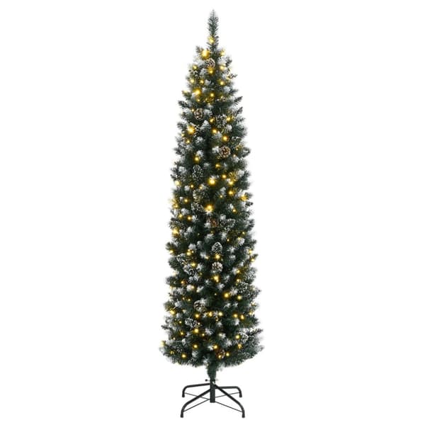 kunstigt smalt juletræ med 300 LED-lys 240 cm
