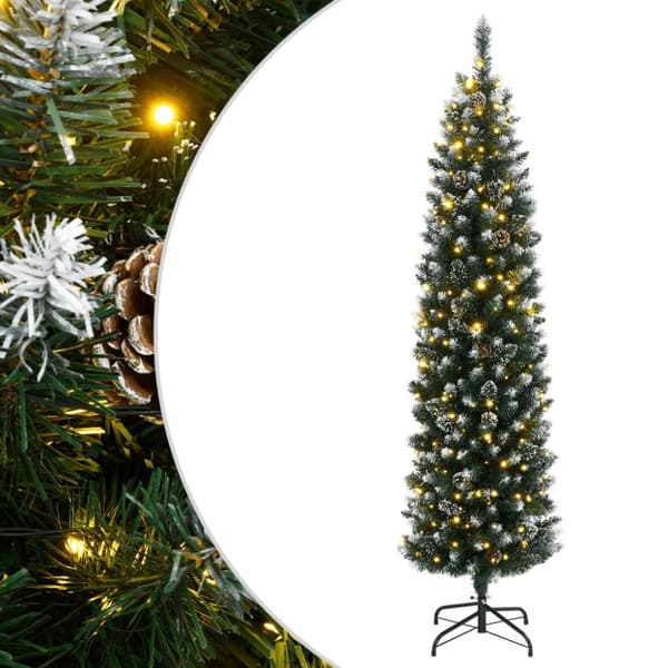kunstigt smalt juletræ med 300 LED-lys 240 cm