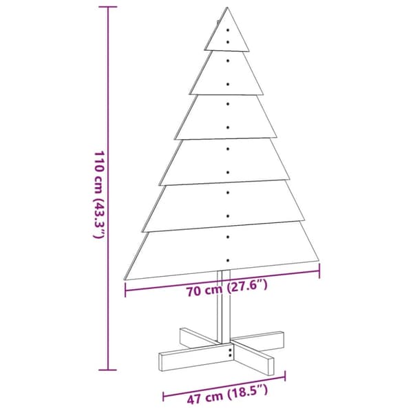 Puinen joulukuusi koristeeksi 110 cm massiivi mäntypuuta