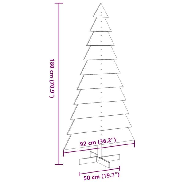 Julgran trä vaxbrun 180 cm massiv furu