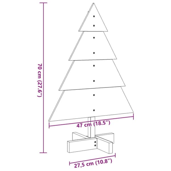 Puinen joulukuusi koristeeksi 70 cm massiivi mäntypuuta